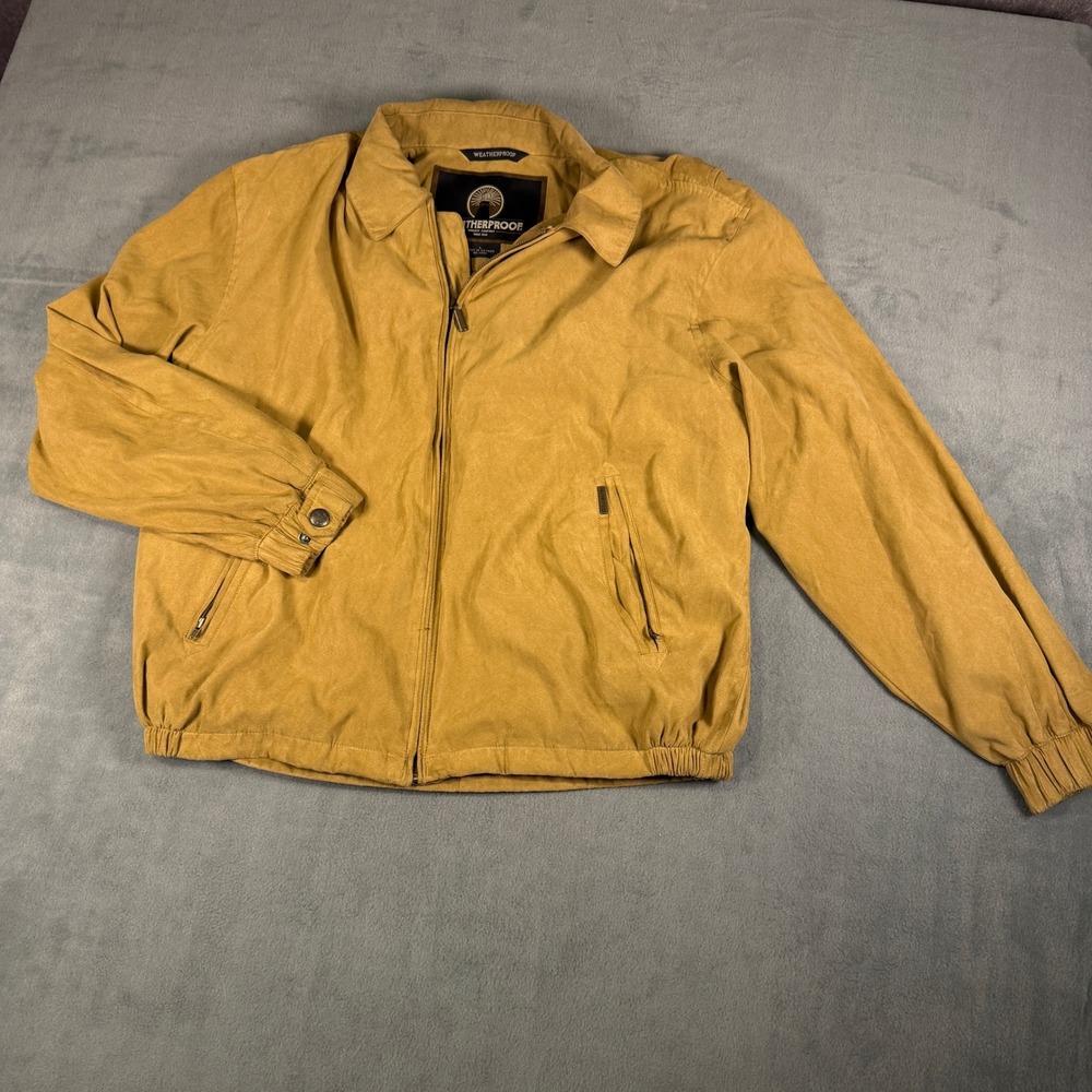 Weatherproof Garment Co Mens Mustard Tan Microfiber Golf Jacket Bomber Large